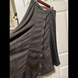 NWT Banana Republic faux suede button grey midi skirt vegan 4
